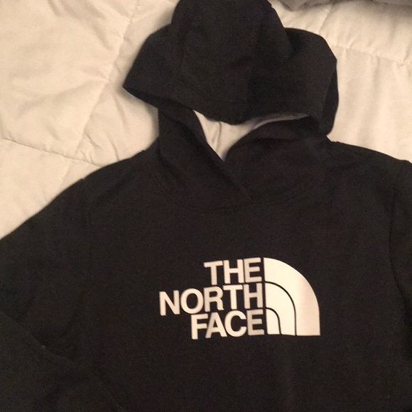 Black north face hoodie with white writing. Excellent condition - Picture 1 of 2